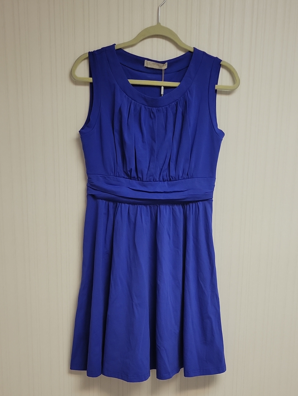 Belle Pogue Sleeveless Royal Blue Fit & Flare Retro Jersey Knit Dress New Medium